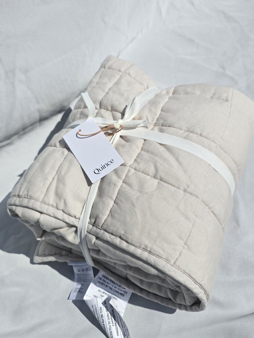 New Quince Toddler Sand European Linen Quilt Biege